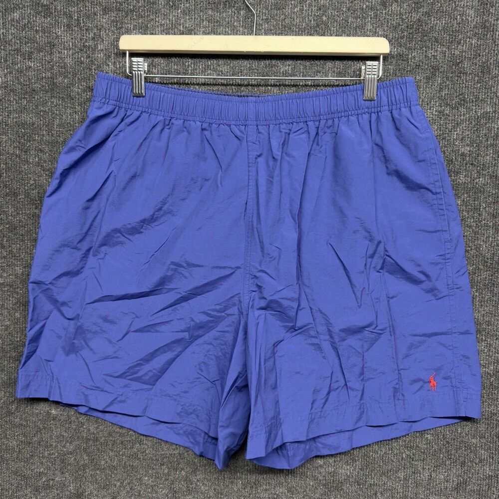Vintage Polo Sport Ralph Lauren Swim Trunks Shorts 2XL Blue Nylon Red Pony 34W
